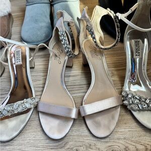 Badgley Mischka Champagne Satin Heels with Embellishments